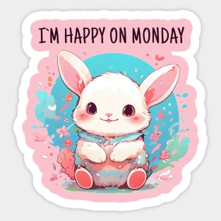 Happy monday rabbit Sticker